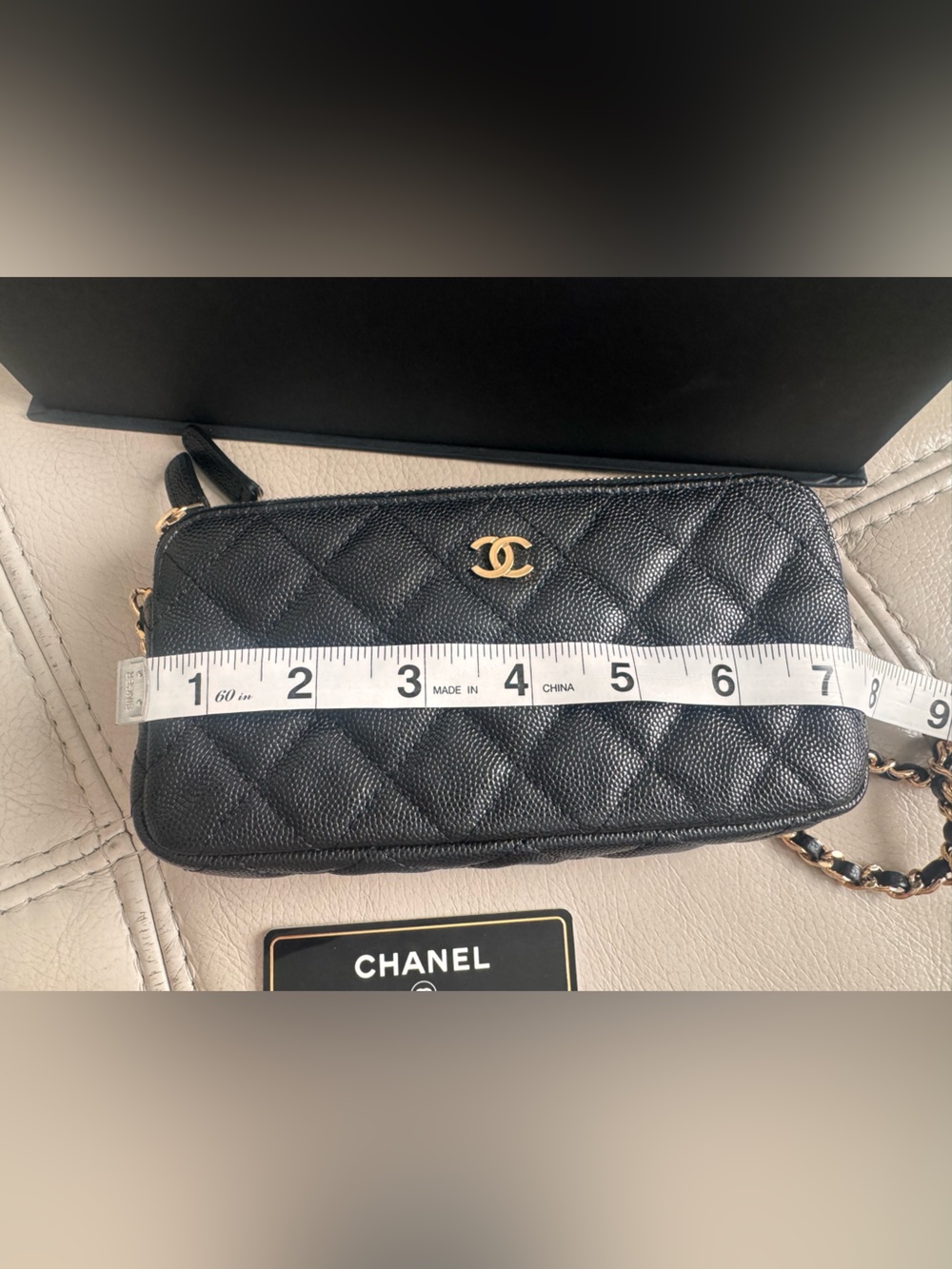 CHANEL Black Quilted Leather Clutch/Wallet on Chain with Gold-Tone Hardware - Picture 13 of 16